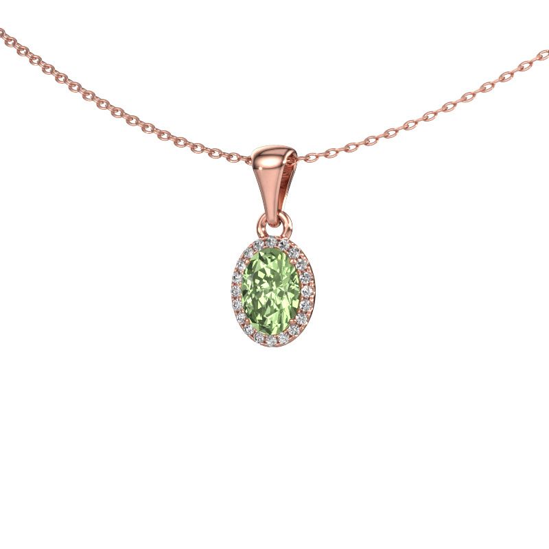 Pendant Seline ovl 585 rose gold green lab grown diamond 7x5 mm