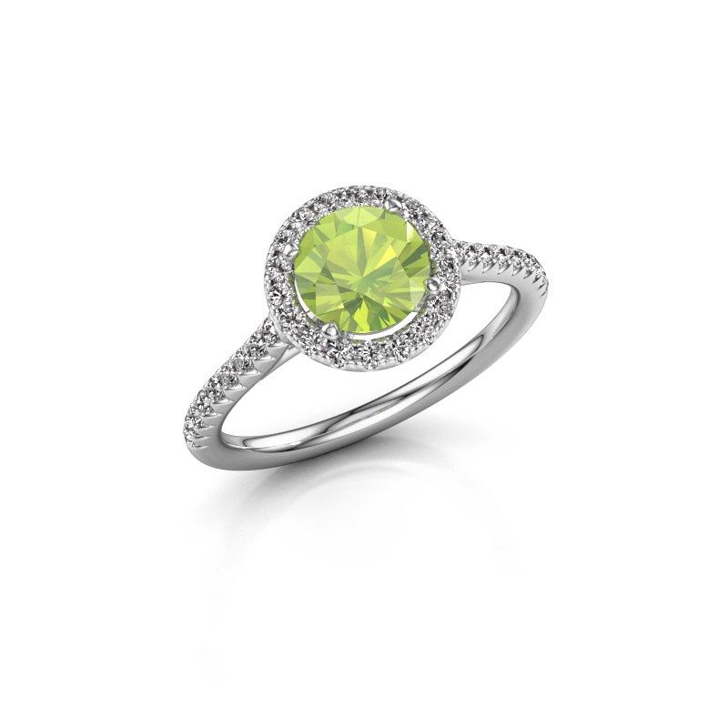 Image of Engagement ring seline rnd 2<br/>585 white gold<br/>Peridot 6.5 mm