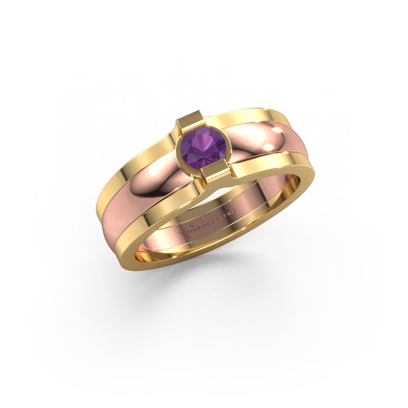 Ring Jade 585 rose gold amethyst 4 mm