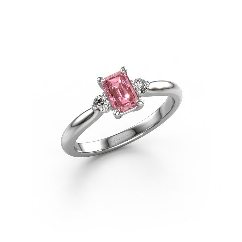Engagement ring Lieselot EME 585 white gold pink lab grown diamond 6x4 mm