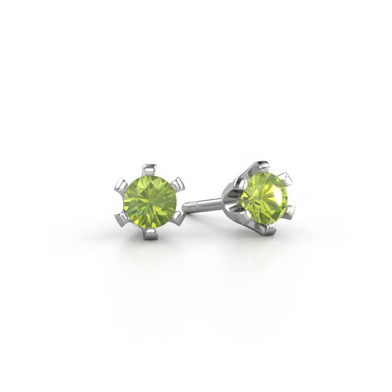 Clous d'oreilles Shana 950 platine péridot 4 mm