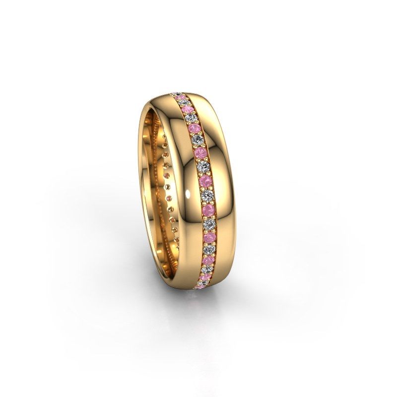 Image of Wedding ring WH0203L36AP<br/>585 gold ±6x1.7 mm<br/>Pink sapphire