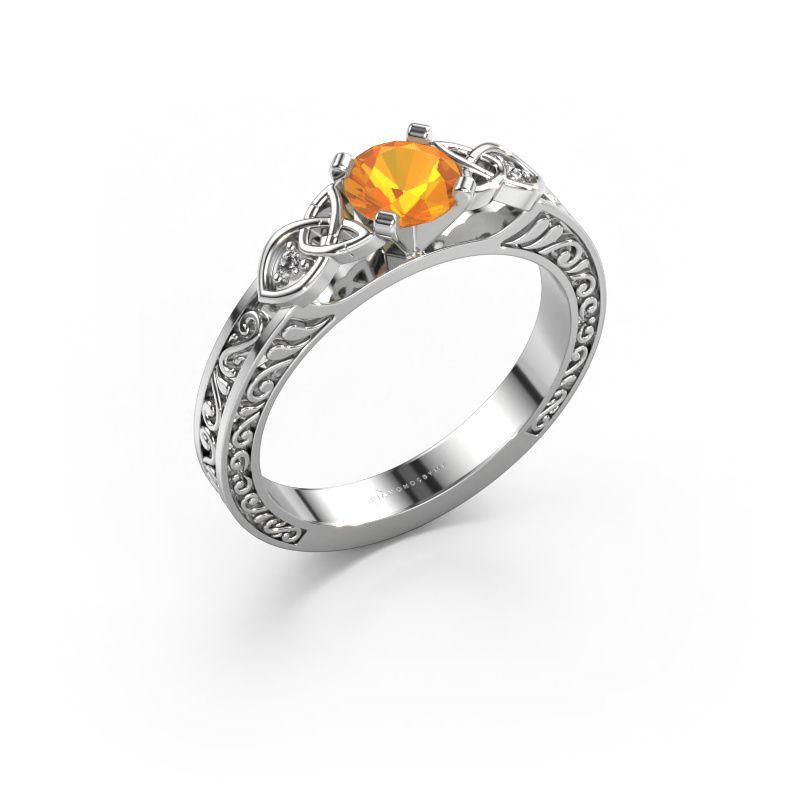 Bague de fiançailles Gillian 585 or blanc citrine 5 mm