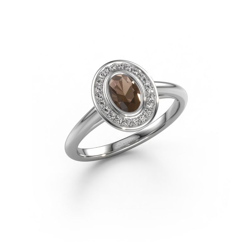 Engagement ring Noud 1 OVL 585 white gold smokey quartz 6x4 mm