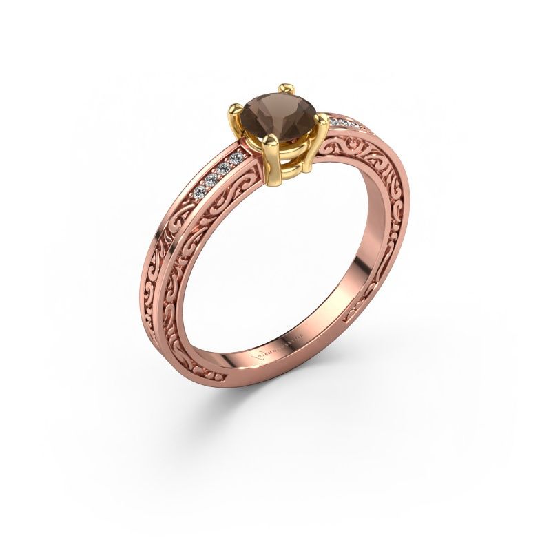 Verlobungsring Claudette 2 585 Roségold Rauchquarz 5 mm