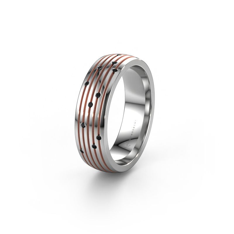 Trouwring WH0150L26A 585 witgoud zwarte diamant ±6x1.7 mm