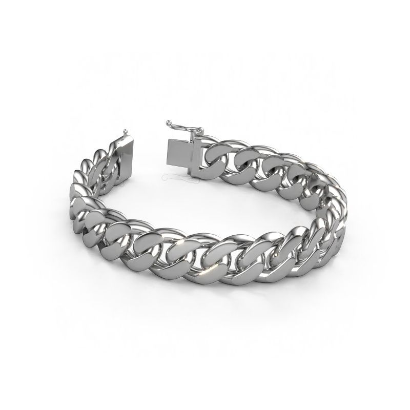 Cuban bracelet ±15 mm 585 white gold