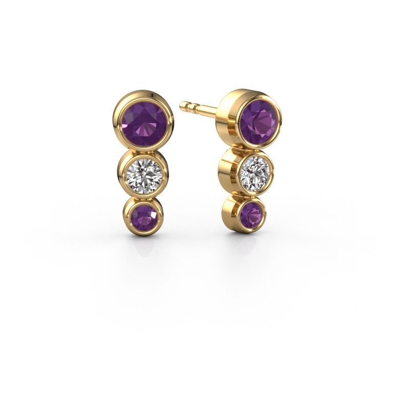 Stud earrings Linda 585 gold amethyst 4 mm