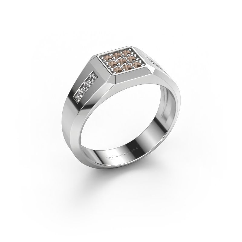 Pinky Ring Bas 950 Platin Braun Diamant 0.30 crt