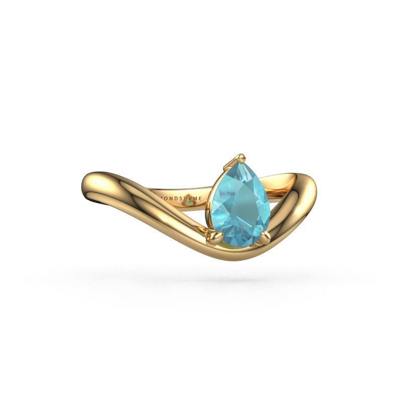 Verlobungsring Femke PER 585 Gold Blau Topas 7x5 mm