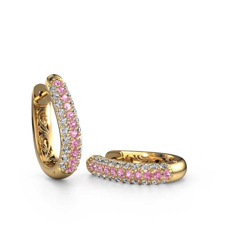 Image of Hoop earrings Danika 10.5 A 585 gold pink sapphire 1.7 mm