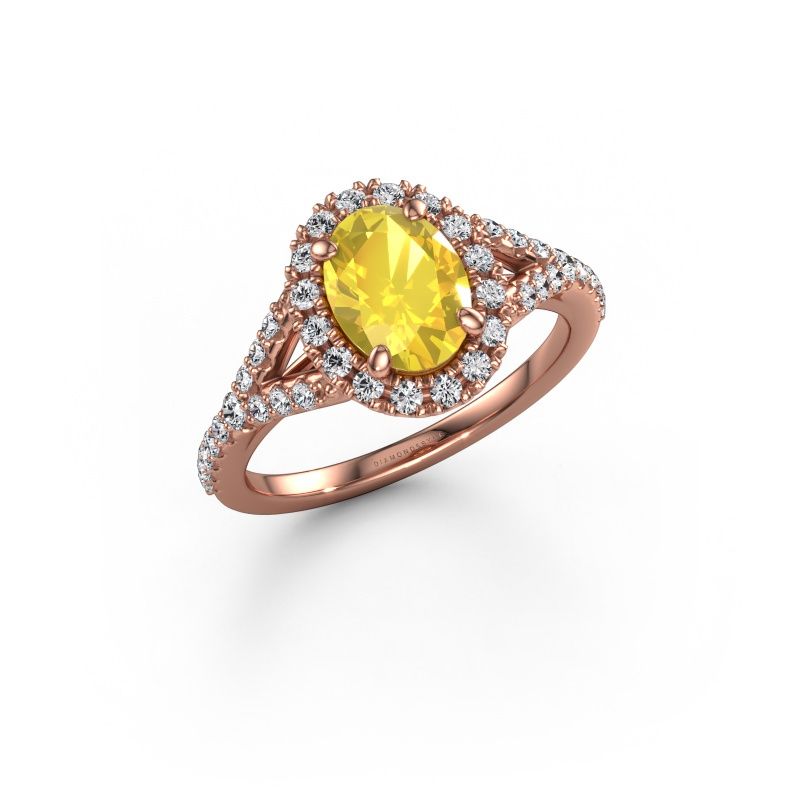 Verlobungsring Kimber OVL 585 Roségold Gelb Saphir 8x6 mm