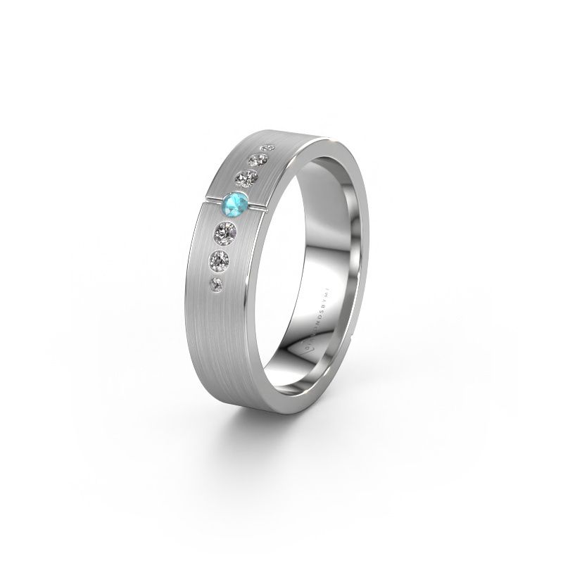 Wedding ring WH1101L15SAM 585 white gold blue topaz ±5x1.7 mm