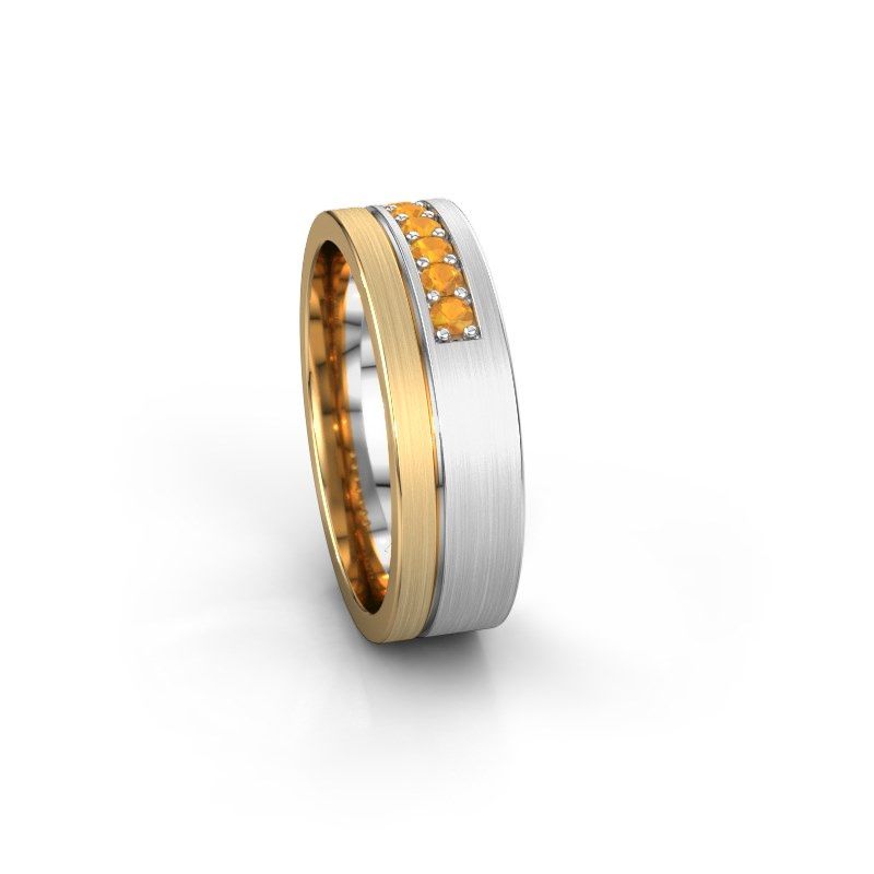 Image of Wedding ring WH0312L16AM<br/>585 white gold ±6x1.7 mm<br/>Citrin
