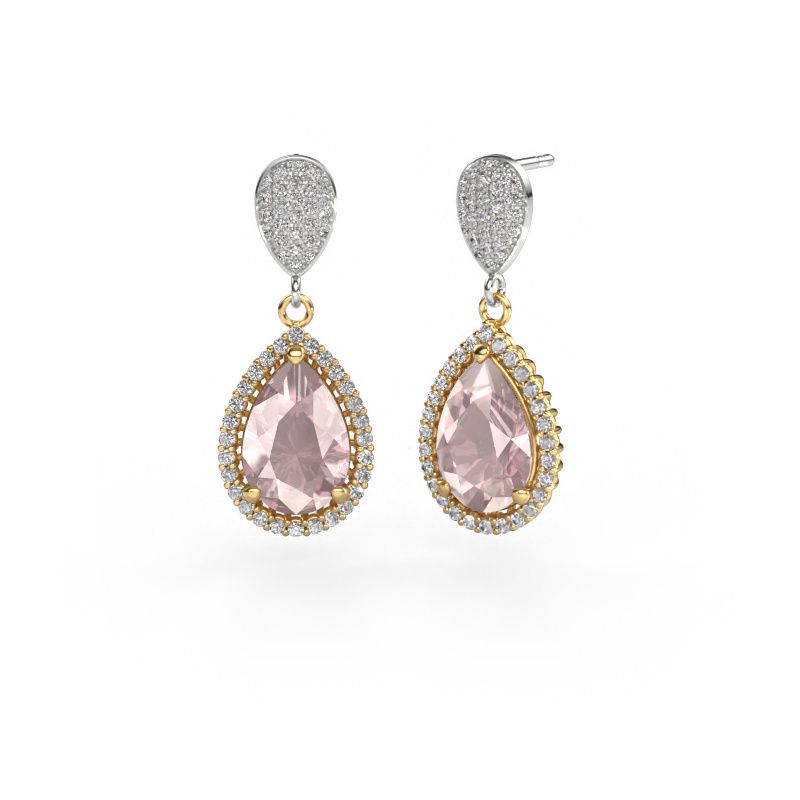 Drop earrings Tilly per 2 585 gold morganite champagne 12x8 mm