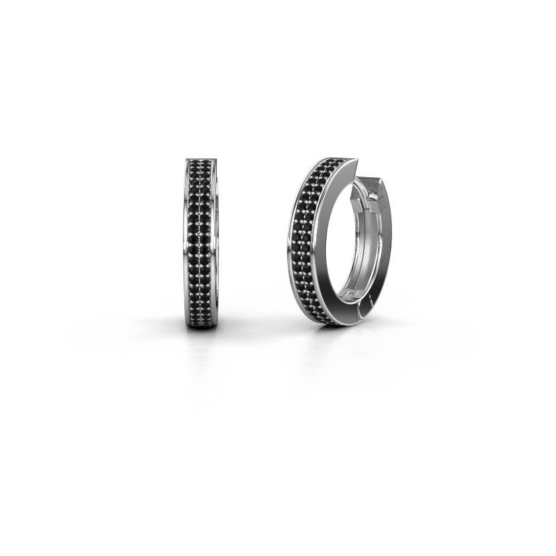 Image of Hoop earrings Renee 5 12 mm 925 silver black diamond 0.936 crt