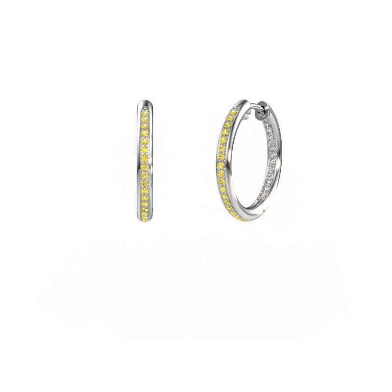 Hoop earrings Sina 15mm 585 white gold yellow sapphire 1.1 mm