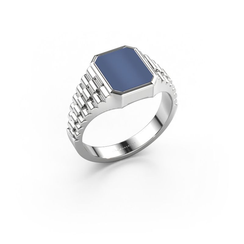 Signet ring Brent 1 585 white gold blue sardonyx 10x8 mm