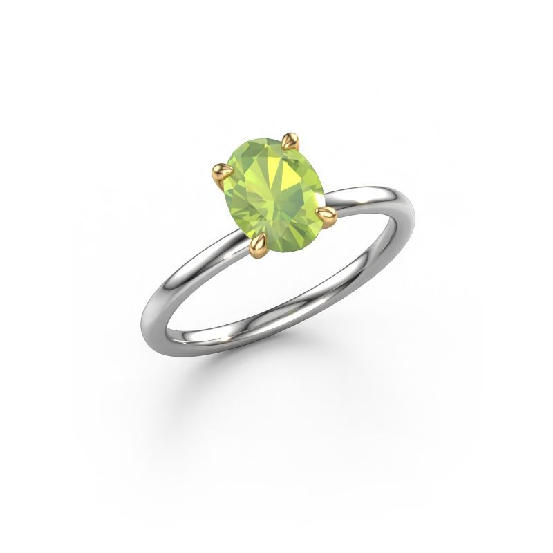 Engagement ring Crystal OVL 1 585 white gold peridot 8x6 mm