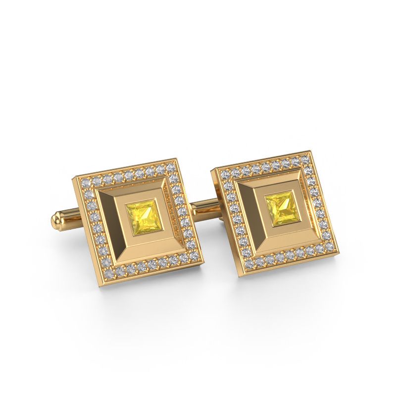 Cufflinks Joris 585 gold yellow sapphire 4 mm