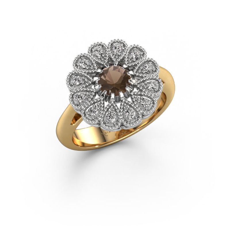 Engagement ring Kaat 585 gold smokey quartz 5 mm