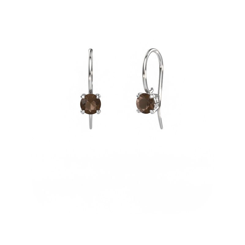 Ohrhänger Cleo RND 585 Weißgold Rauchquarz 5 mm