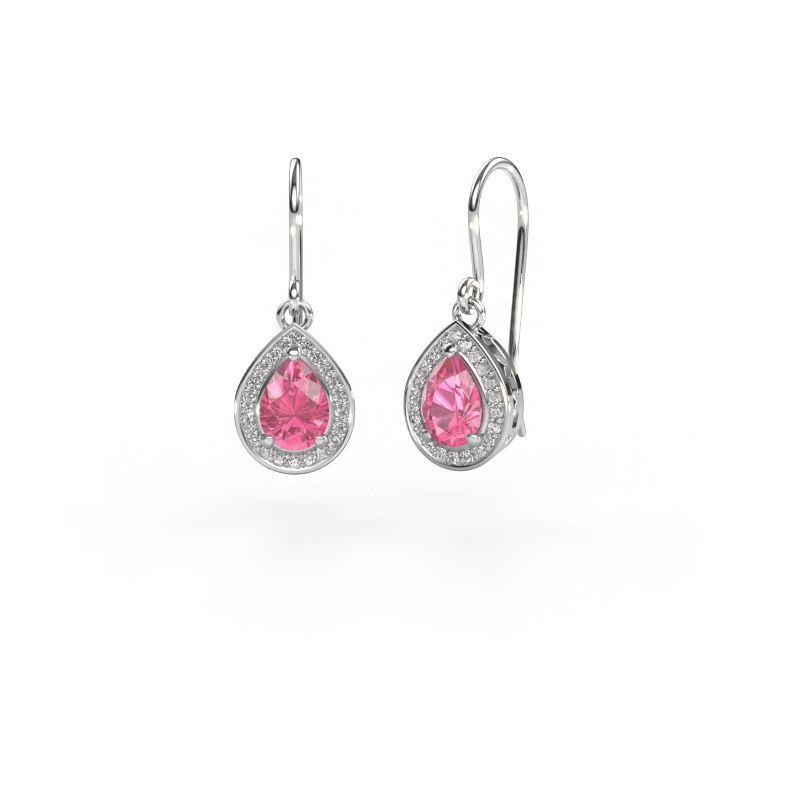 Drop earrings Beverlee 1 585 white gold pink sapphire 7x5 mm