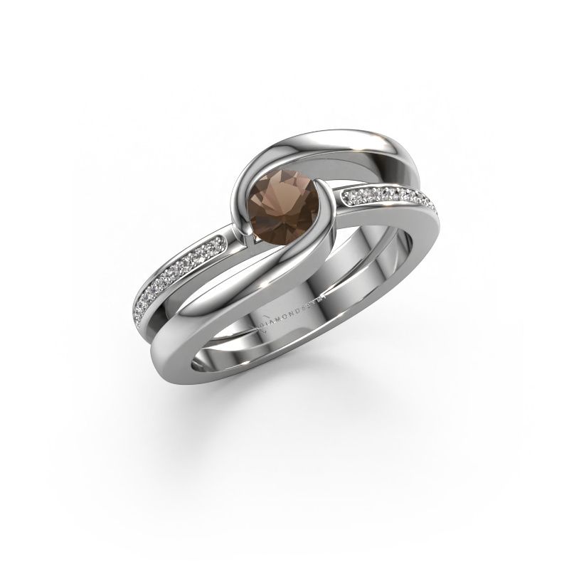 Bague Xenia 2 950 platine quartz fumé 5 mm