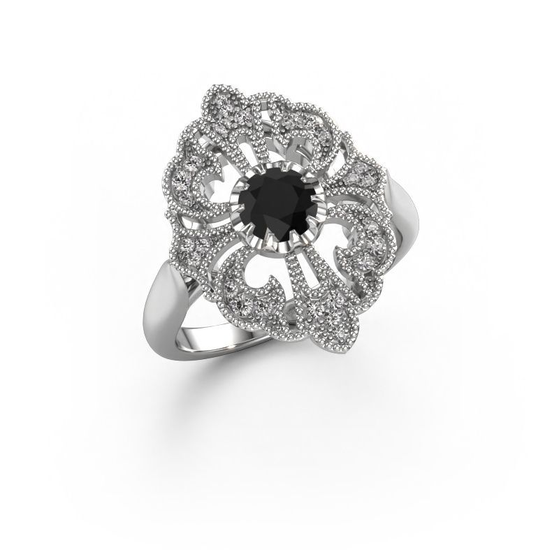 Bague de fiançailles Naida 585 or blanc diamant noir 0.749 crt