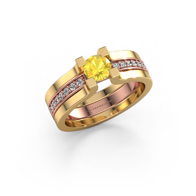 Verlobungsring Myrthe 585 Roségold Gelb Saphir 5 mm