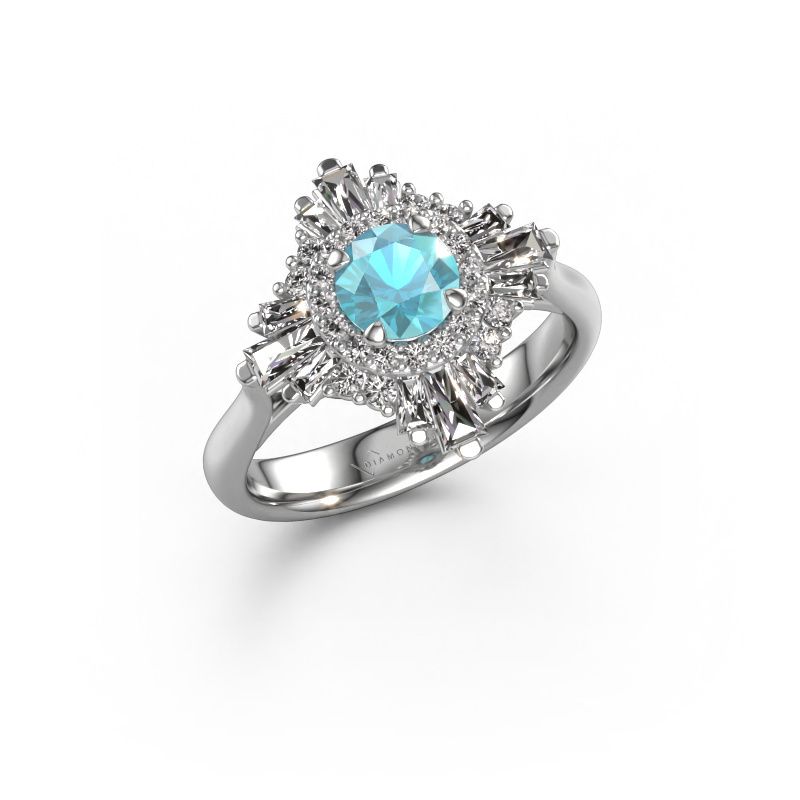 Verlobungsring Thalia 950 Platin Blau Topas 5.4 mm