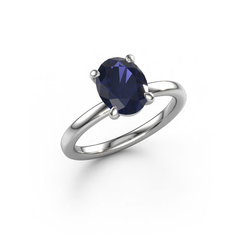 Bague de fiançailles Simone OVL 1 585 or blanc saphir 9x7 mm