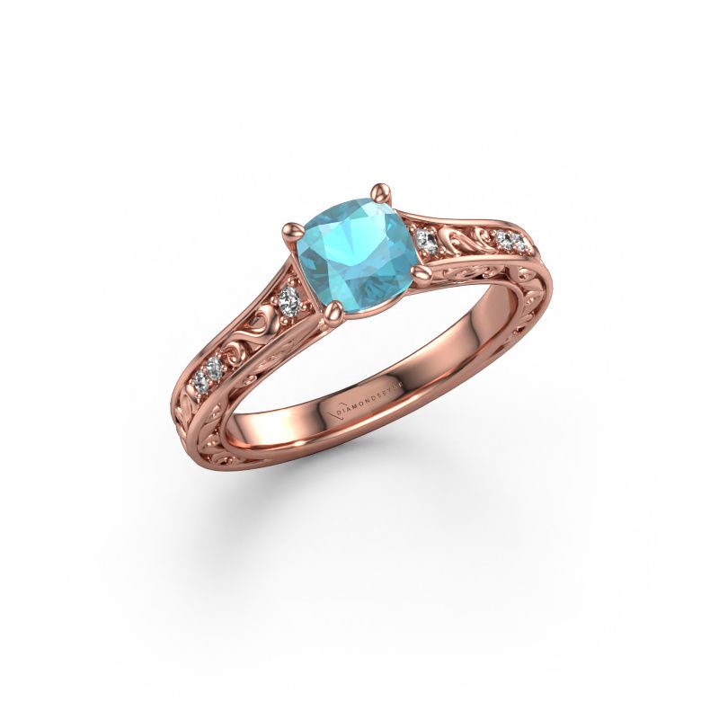 Verlovingsring Mallory CUS 585 rosé goud blauw topaas 5.5 mm