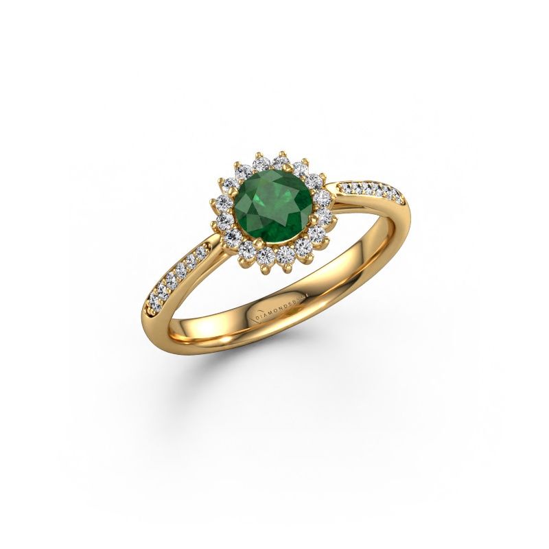 Verlovingsring Tilly RND 2 express 585 goud smaragd 5 mm