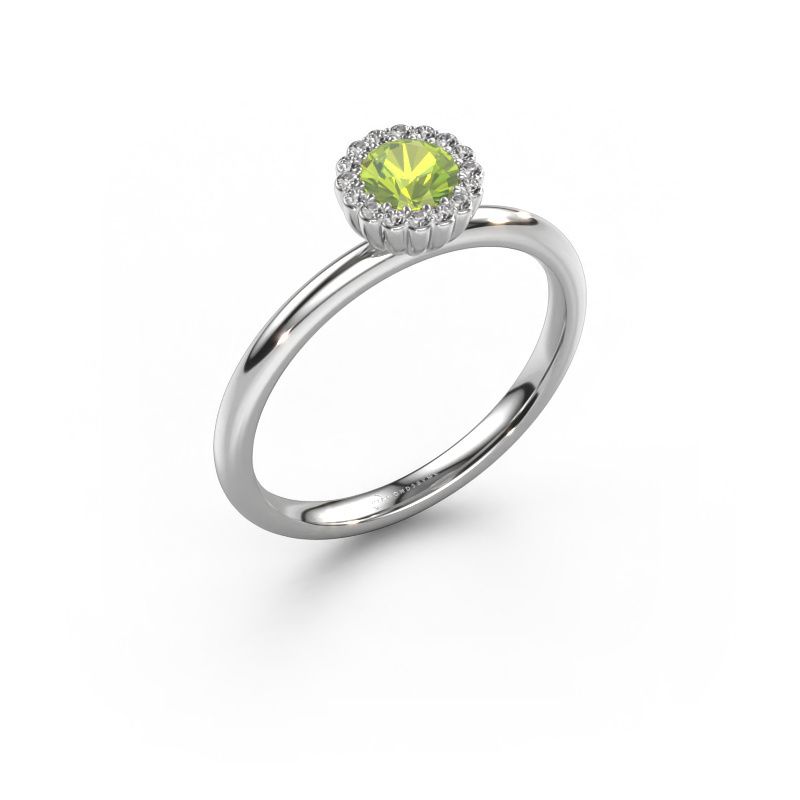 Engagement ring Queen 585 white gold peridot 4.2 mm