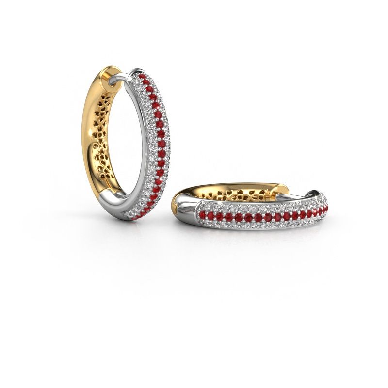 Créoles Tristan B 19 mm 585 or blanc rubis 1 mm