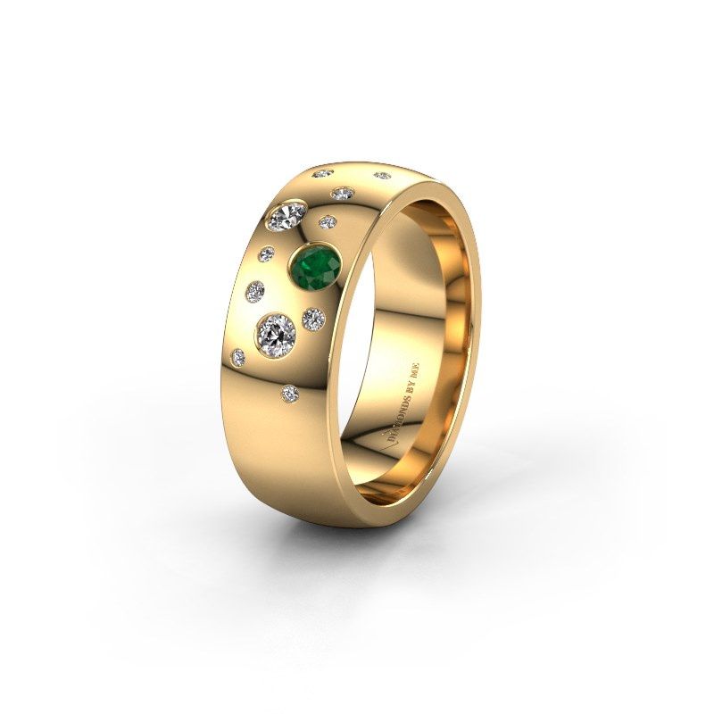 Afbeelding van Trouwring WH0141L26BP 585 goud smaragd ±7x2 mm