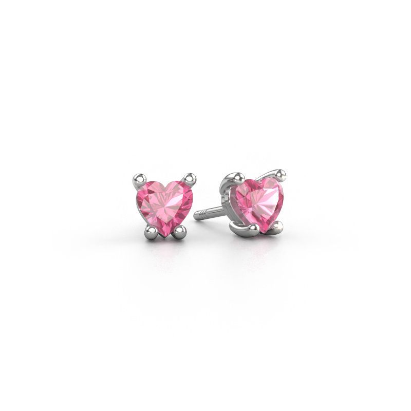 Earrings Sam Heart 585 white gold pink sapphire 5 mm