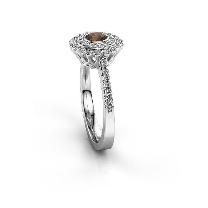 Image of Engagement ring Shanelle<br/>585 white gold<br/>Smokey quartz 4 mm