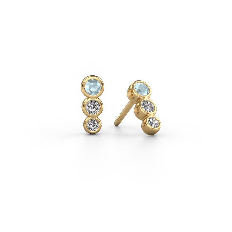 Boucles d'oreilles Felica 585 or jaune aigue-marine 2.7 mm