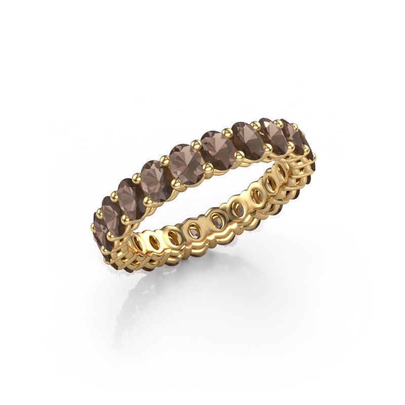 Stackable ring Heddy OVL 3x4 585 gold smokey quartz 4x3 mm