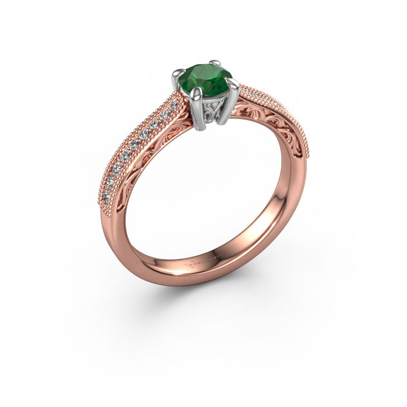 Verlobungsring Shonta RND 585 Roségold Smaragd 4.7 mm