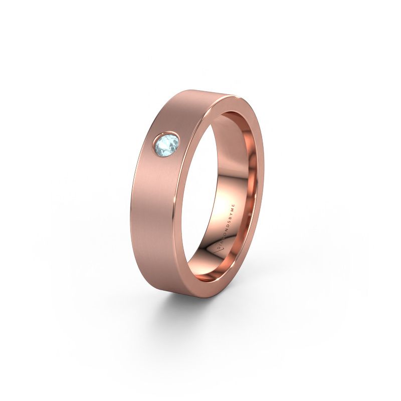 Trauring WH0101L15BM 585 Roségold Aquamarin ±5x2 mm
