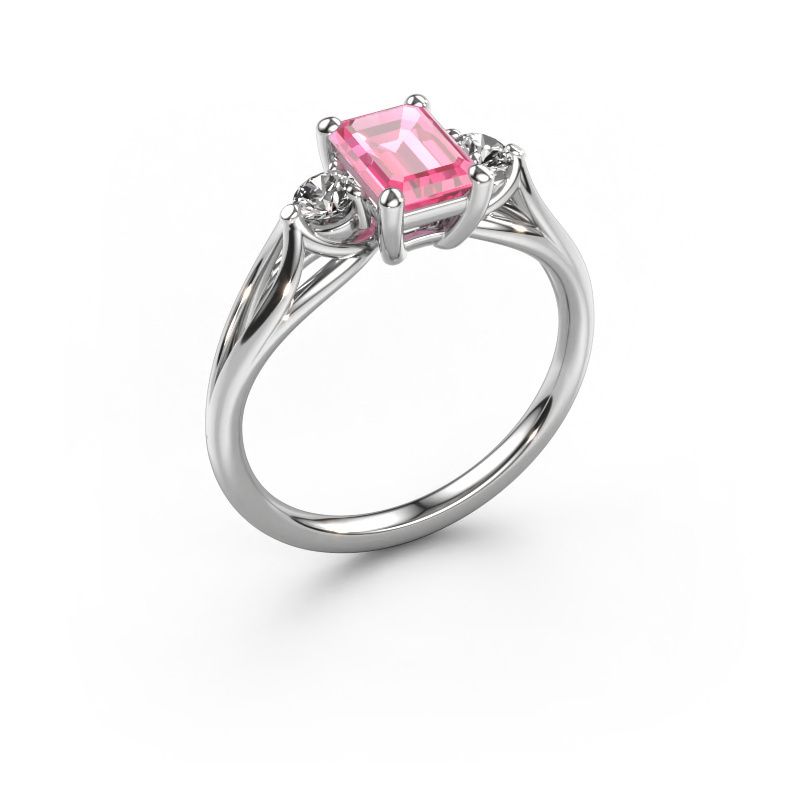 Engagement ring Amie EME 950 platinum pink sapphire 7x5 mm