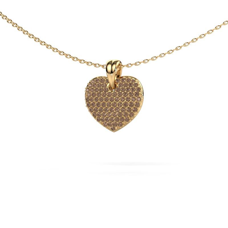 Hanger Heart 5 585 goud bruine diamant 0.402 crt