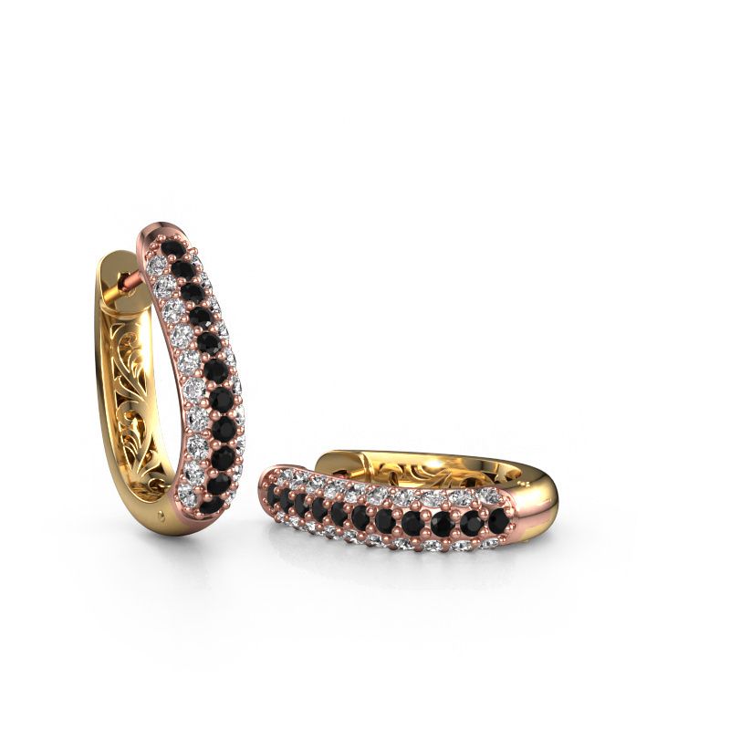 Image of Hoop earrings Danika 10.5 A 585 rose gold black diamond 1.308 crt