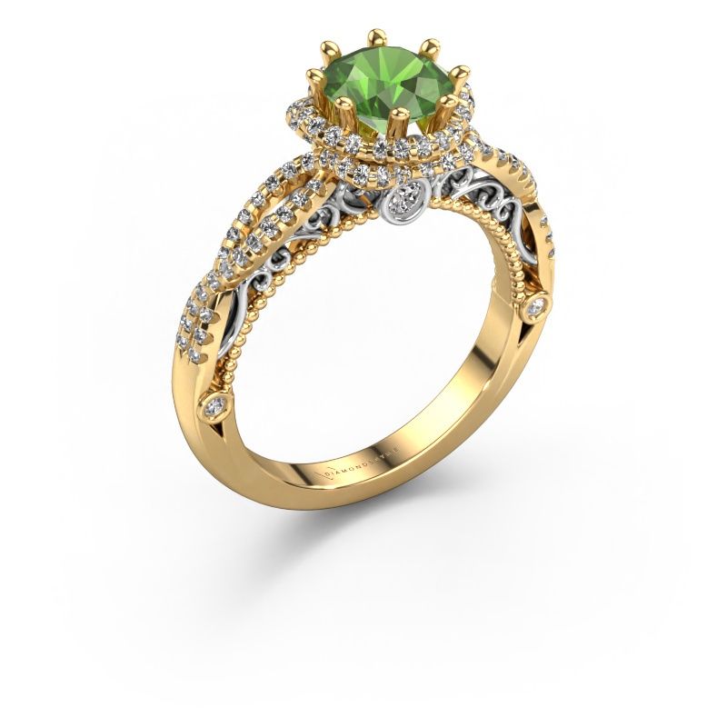 Verlobungsring Lysanne 585 Gold Turmalin grün 6.5 mm