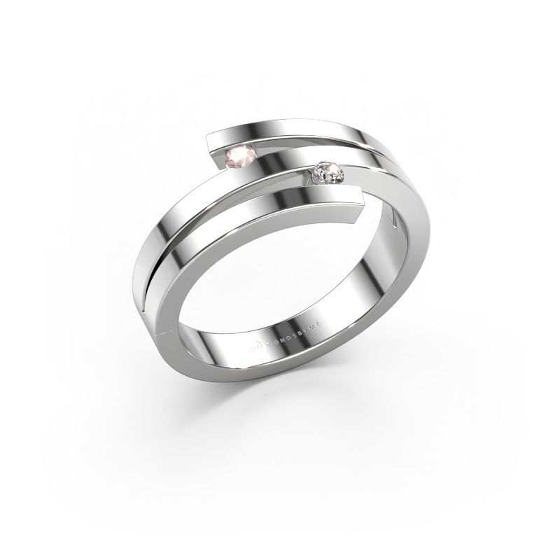 Ring Roxane 585 white gold morganite champagne 2 mm
