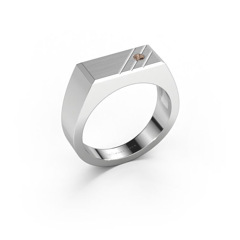 Men's ring Dree 5 585 white gold brown diamond 0.055 crt