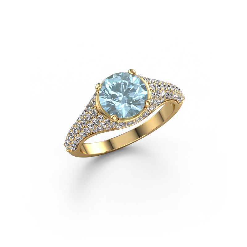 Engagement ring Lovella 585 gold blue lab grown diamond 7 mm